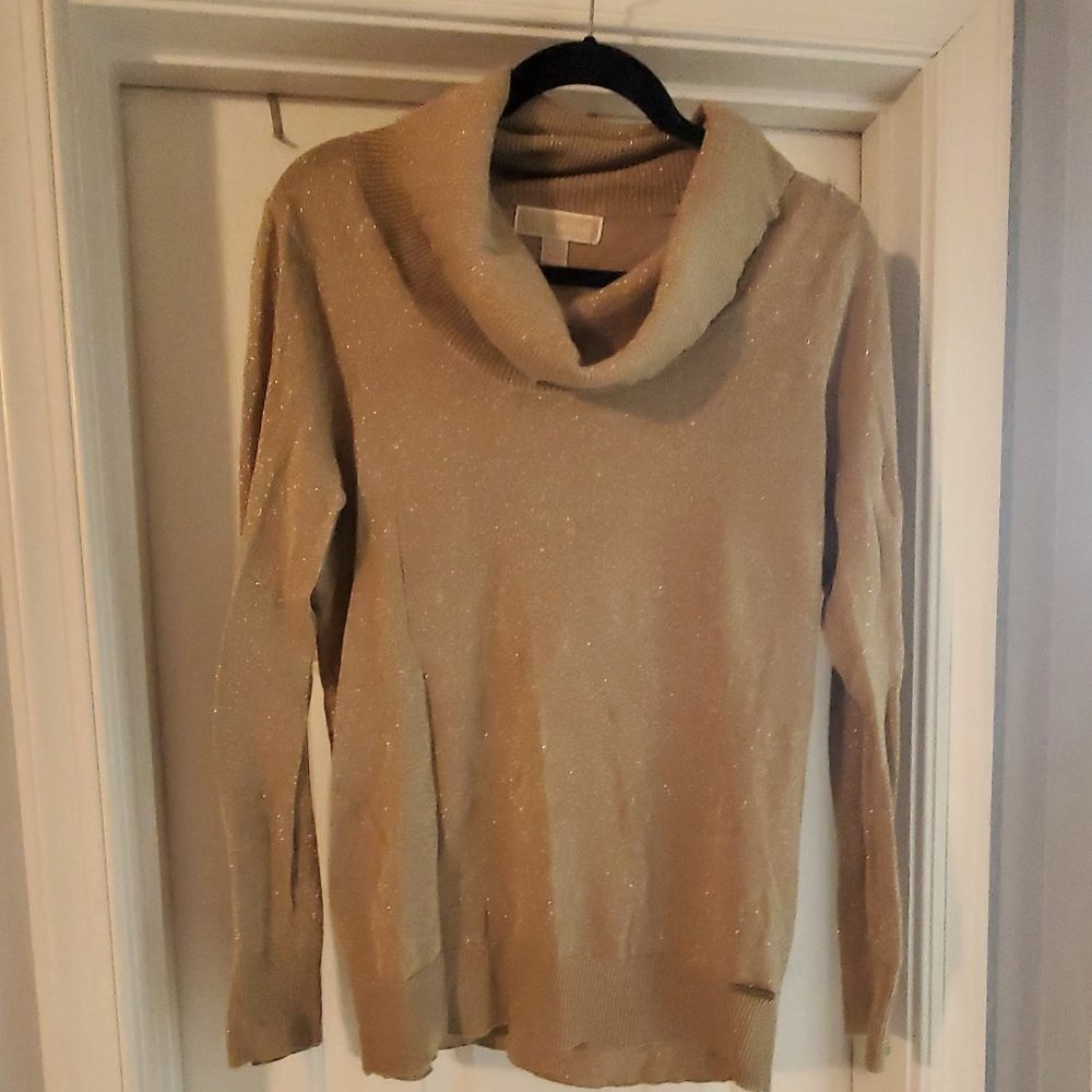 Michael Kors gold shimmery turtleneck sweater